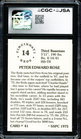 Pete Rose Autographed 1976 SSPC Card #41 Cincinnati Reds Card Grade 8.5 Auto Grade Gem Mint 10 CGC x JSA #6078174011