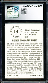Pete Rose Autographed 1976 SSPC Card #41 Cincinnati Reds Card Grade 7 Auto Grade Gem Mint 10 CGC x JSA #6078174016