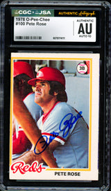 Pete Rose Autographed 1978 O-Pee-Chee Card #100 Cincinnati Reds Auto Grade Gem Mint 10 CGC x JSA #6078174111