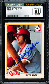 Pete Rose Autographed 1978 O-Pee-Chee Card #100 Cincinnati Reds Auto Grade Gem Mint 10 CGC x JSA #6078174118