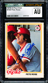 Pete Rose Autographed 1978 O-Pee-Chee Card #100 Cincinnati Reds CGC x JSA #6078174126