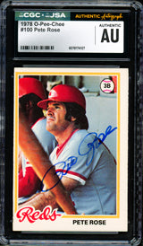 Pete Rose Autographed 1978 O-Pee-Chee Card #100 Cincinnati Reds CGC x JSA #6078174127