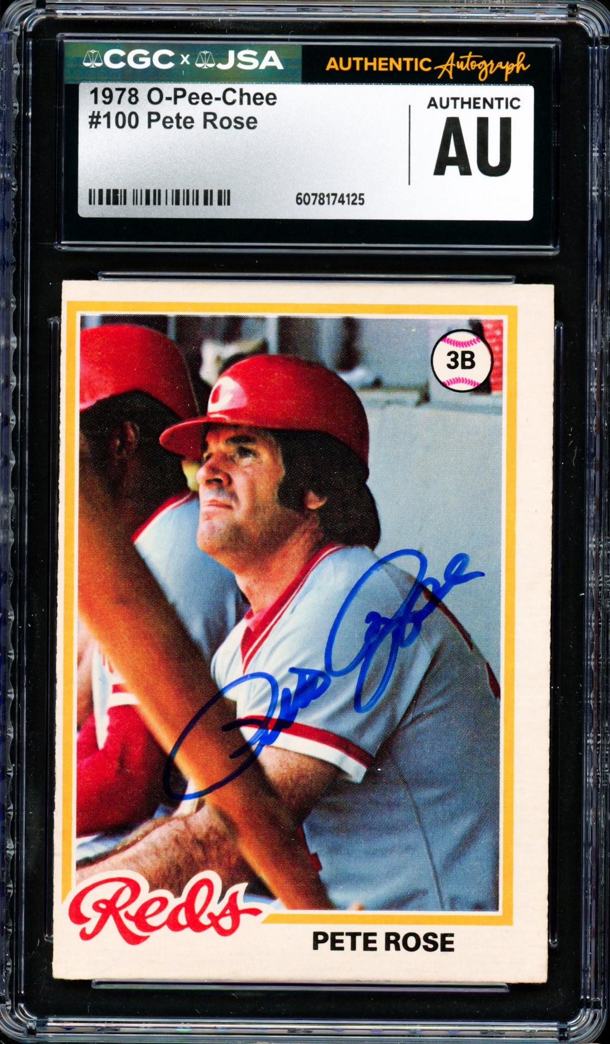 Pete Rose Autographed 1978 O-Pee-Chee Card #100 Cincinnati Reds CGC x JSA #6078174125