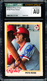 Pete Rose Autographed 1978 O-Pee-Chee Card #100 Cincinnati Reds CGC x JSA #6078174108