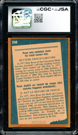 Pete Rose Autographed 1978 O-Pee-Chee Card #240 Cincinnati Reds CGC x JSA #6078174089
