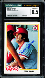 Pete Rose Autographed 1978 Topps Card #20 Cincinnati Reds Card Grade 8.5 CGC x JSA #6078175021