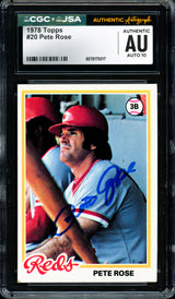 Pete Rose Autographed 1978 Topps Card #20 Cincinnati Reds Auto Grade Gem Mint 10 CGC x JSA #6078175017