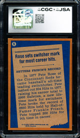 Pete Rose Autographed 1978 Topps Card #5 Cincinnati Reds Card Grade 7 CGC x JSA #6078174107