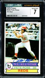 Pete Rose Autographed 1979 Topps Card #650 Cincinnati Reds Card Grade 7 CGC x JSA #6078174050