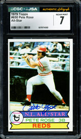 Pete Rose Autographed 1979 Topps Card #650 Cincinnati Reds Card Grade 7 CGC x JSA #6078174068