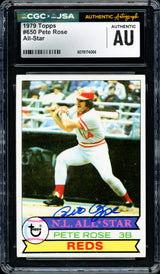 Pete Rose Autographed 1979 Topps Card #650 Cincinnati Reds Card Grade 7 CGC x JSA #6078174066