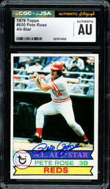 Pete Rose Autographed 1979 Topps Card #650 Cincinnati Reds CGC x JSA #6078174056