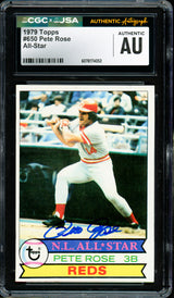 Pete Rose Autographed 1979 Topps Card #650 Cincinnati Reds CGC x JSA #6078174052