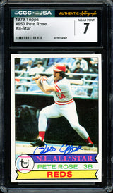Pete Rose Autographed 1979 Topps Card #650 Cincinnati Reds Card Grade 7 CGC x JSA #6078174067
