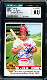 Pete Rose Autographed 1979 Topps Card #204 Cincinnati Reds CGC x JSA #6078174045