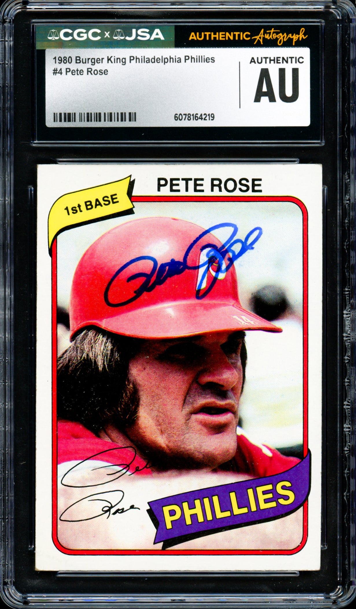 Pete Rose Autographed 1980 Topps Card #540 Philadelphia Phillies CGC x JSA #6078164219