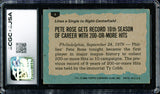 Pete Rose Autographed 1980 Topps Card #4 Philadelphia Phillies Auto Grade Gem Mint 10 CGC x JSA #6078164227