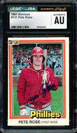 Pete Rose Autographed 1981 Donruss Card #131 Philadelphia Phillies CGC x JSA #6078164235