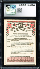 Pete Rose Autographed 1981 Donruss Card #131 Philadelphia Phillies CGC x JSA #6078164235