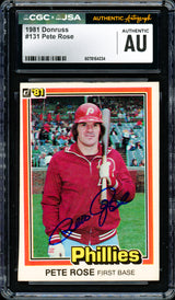 Pete Rose Autographed 1981 Donruss Card #131 Philadelphia Phillies CGC x JSA #6078164234
