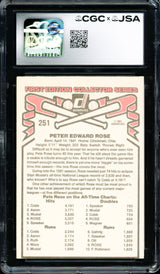 Pete Rose Autographed 1981 Donruss Card #251 Philadelphia Phillies Auto Grade Gem Mint 10 CGC x JSA #6078164238