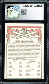 Pete Rose Autographed 1981 Donruss Card #251 Philadelphia Phillies CGC x JSA #6078164243