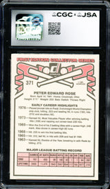 Pete Rose Autographed 1981 Donruss Card #371 Philadelphia Phillies Auto Grade Gem Mint 10 CGC x JSA #6078164253