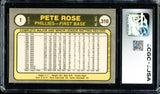 Pete Rose Autographed 1981 Fleer Card #1 Philadelphia Phillies CGC x JSA #6078164259