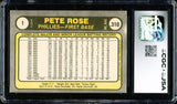 Pete Rose Autographed 1981 Fleer Card #1 Philadelphia Phillies CGC x JSA #6078064277