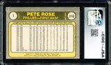 Pete Rose Autographed 1981 Fleer Card #1 Philadelphia Phillies CGC x JSA #6078164256