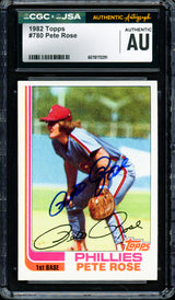 Pete Rose Autographed 1982 Topps Card #780 Philadelphia Phillies CGC x JSA #6078172291
