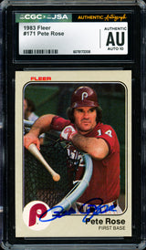 Pete Rose Autographed 1983 Fleer Card #171 Philadelphia Phillies Auto Grade Gem Mint 10 CGC x JSA #6078172208