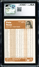 Pete Rose Autographed 1983 Fleer Card #171 Philadelphia Phillies Auto Grade Gem Mint 10 CGC x JSA #6078172208