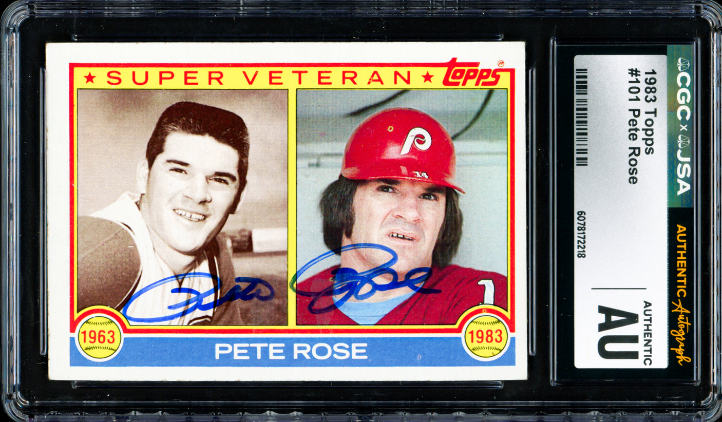 Pete Rose Autographed 1983 Topps Card #101 Philadelphia Phillies CGC x JSA #6078172218