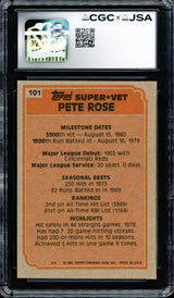 Pete Rose Autographed 1983 Topps Card #101 Philadelphia Phillies CGC x JSA #6078172218