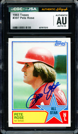 Pete Rose Autographed 1983 Topps Card #397 Philadelphia Phillies Auto Grade Gem Mint 10 CGC x JSA #6078172210