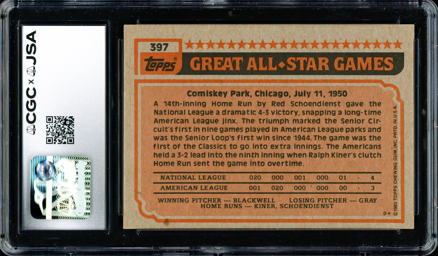 Pete Rose Autographed 1983 Topps Card #397 Philadelphia Phillies Auto Grade Gem Mint 10 CGC x JSA #6078172210