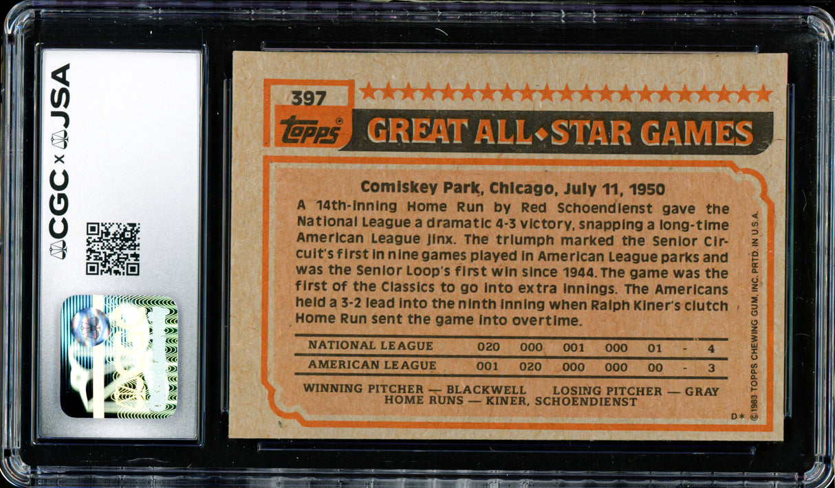 Pete Rose Autographed 1983 Topps Card #397 Philadelphia Phillies Auto Grade Gem Mint 10 CGC x JSA #6078172215