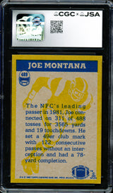 Joe Montana Autographed 1982 Topps Card #489 San Francisco 49ers Card Grade 8.5 CGC x JSA #6078164040