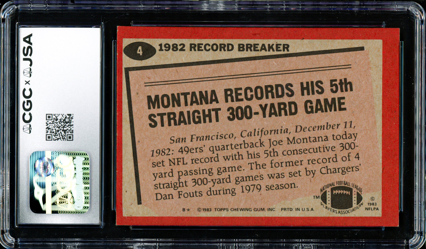 Joe Montana Autographed 1983 Topps Card #4 San Francisco 49ers CGC x JSA #6078164042