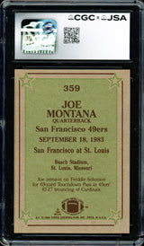 Joe Montana Autographed 1984 Topps Card #359 San Francisco 49ers CGC x JSA #6078164098