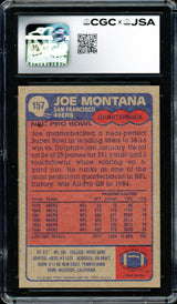 Joe Montana Autographed 1985 Topps Card #157 San Francisco 49ers Card Grade 8.5 Auto Grade Gem Mint 10 CGC x JSA #6078164109