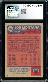 Joe Montana Autographed 1985 Topps Card #157 San Francisco 49ers Auto Grade Gem Mint 10 CGC x JSA #6078164117