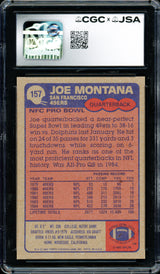 Joe Montana Autographed 1985 Topps Card #157 San Francisco 49ers Auto Grade Gem Mint 10 CGC x JSA #6078164104