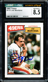 Joe Montana Autographed 1987 Topps Card #112 San Francisco 49ers Card Grade 8.5 CGC x JSA #6078164190