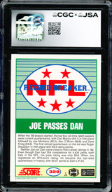 Joe Montana Autographed 1989 Score Card #329 San Francisco 49ers Card Grade 9 Auto Grade Gem Mint 10 CGC x JSA #6078171196