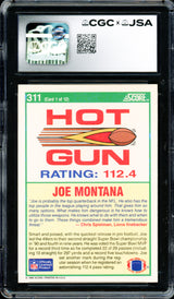 Joe Montana Autographed 1990 Score Card #311 San Francisco 49ers Auto Grade Gem Mint 10 CGC x JSA #6078171101