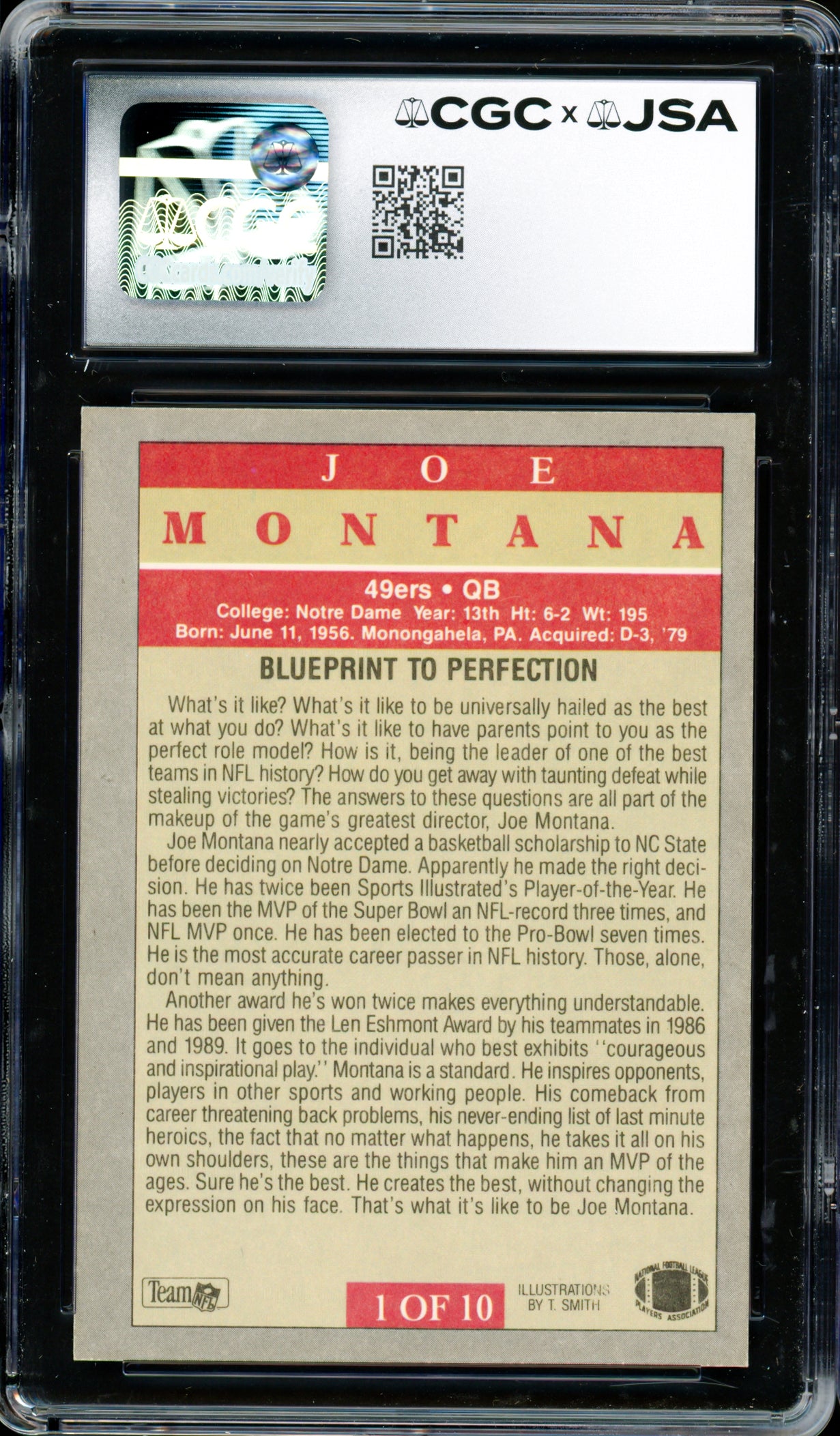 Joe Montana Autographed 1991 Fleer Pro-Visions Card #1 San Francisco 49ers Auto Grade Gem Mint 10 CGC x JSA #6078171001