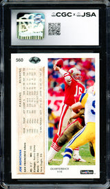 Joe Montana Autographed 1992 Upper Deck Card #560 San Francisco 49ers Card Grade 9 Auto Grade Gem Mint 10 CGC x JSA #6078171232