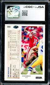 Joe Montana Autographed 1992 Upper Deck Card #560 San Francisco 49ers CGC x JSA #6078171226